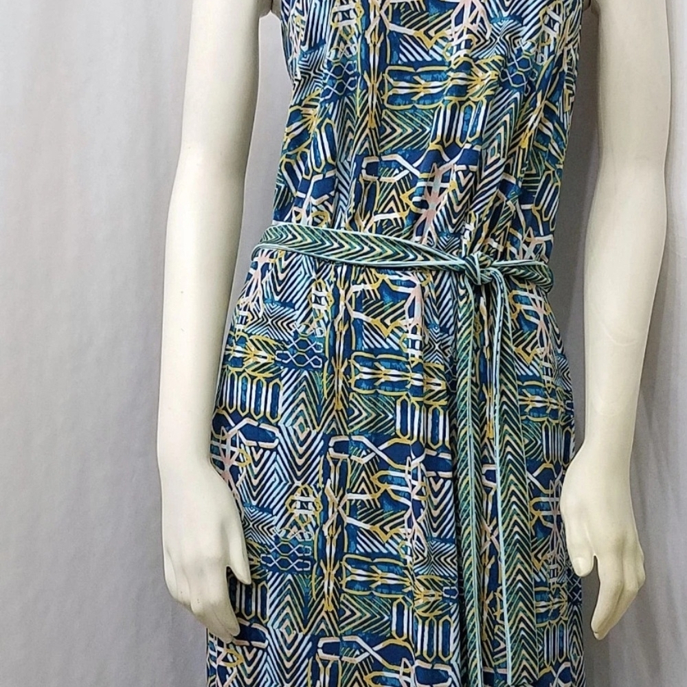 BCBG Abstract Blue and Green Maxi Dress